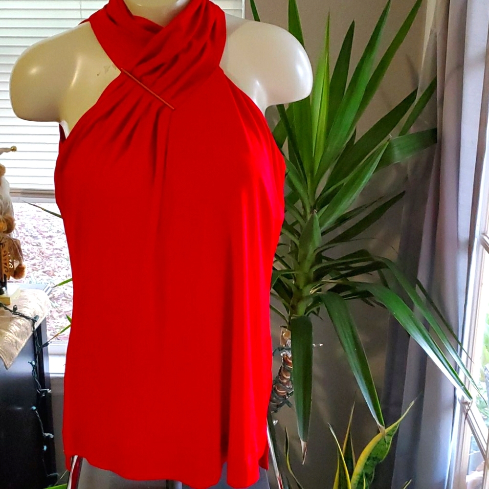 CALVIN KLEIN cross neck top